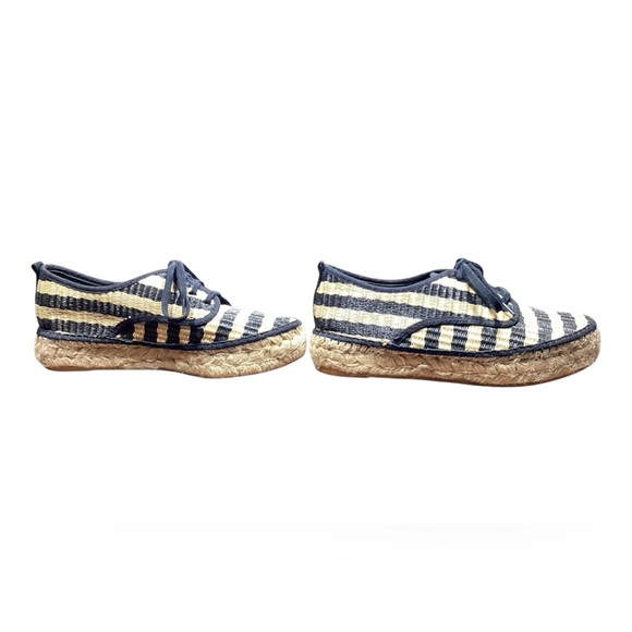 LOEFFLER RANDALL Alfie Raffia Black Tan Striped Espadrille Sneakers - Picture 8 of 12